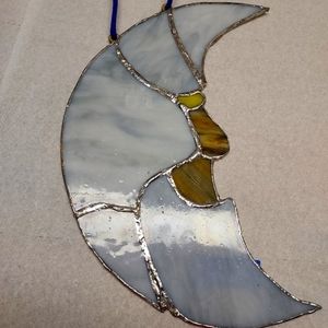 Art deco stained glass moon
